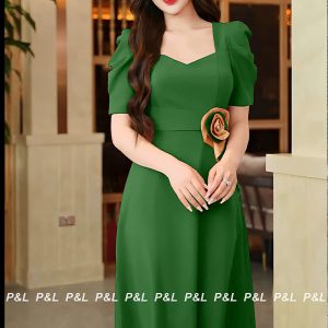 Váy Đầm Dự Tiệc Trung Niên BigSize Đi Cưới Thiết Kế Cao Cấp Đầm Đi Tiệc Xòe Cổ Vuông Đính Bông PL012 - Hình ảnh 1